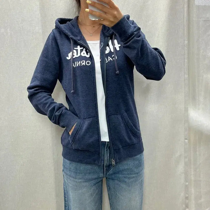 [BUNJANG] Hollister Cropped Zip-Up Hoodie / 홀리스터 후드 집업/