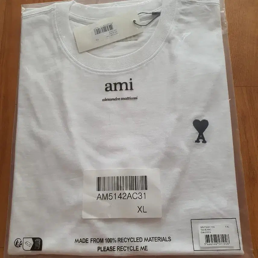 [BUNJANG] AMI Small Heart Short Sleeve T-Shirt White XL / 아미 스몰하트 반팔티 화이트 XL
