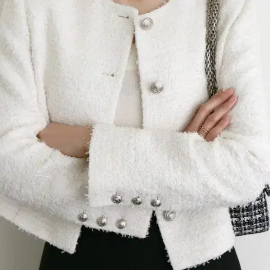 [BUNJANG] Sie Texturized Tweed Jacket Cream Mix Size S / 새상품)시에sie 리네 텍스쳐드 트위드 재킷 크림믹스 (1) S사이즈
