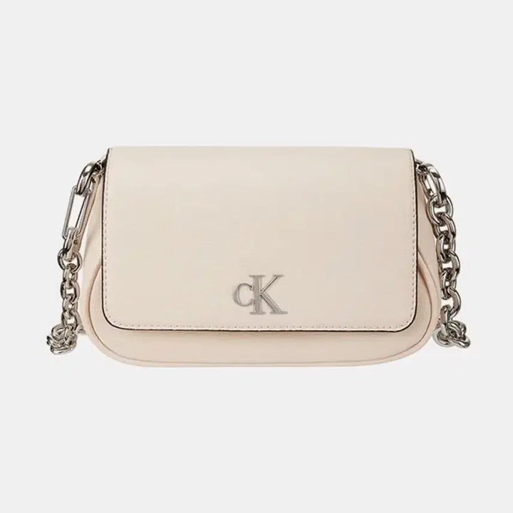[BUNJANG] Calvin Klein Jeans CKJ Minimal Monogram Flap Shoulder Bag Pink Ivory / 캘빈클라인 가방 CKJ 미니멀 모노그램 플랩 숄더백 20 핑크아이보리