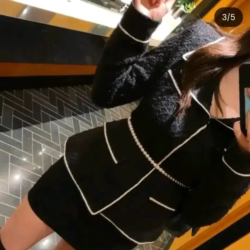 [BUNJANG] Bluning Tweed Setup Set (Jacket + Skirt) / 블루닝 트위드셋업 새상품