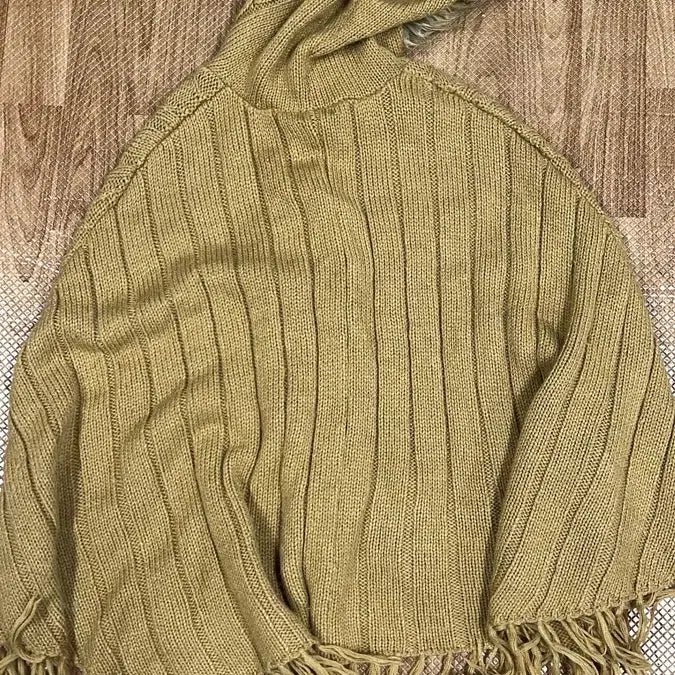 [BUNJANG] Knit Poncho Hoodie Cape / 니트 겨자 판초 후드케이프