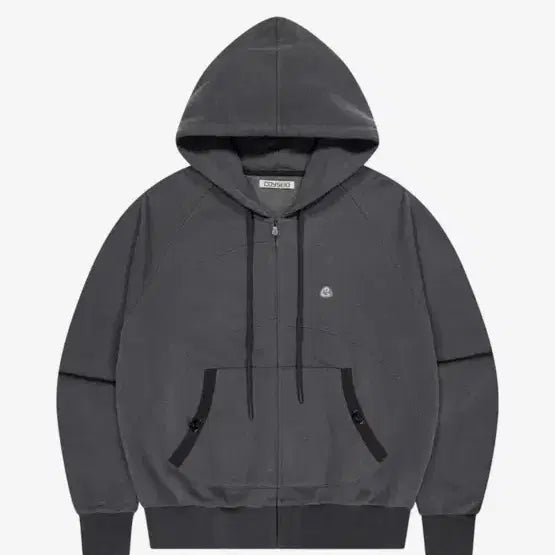 [BUNJANG] KOSEIO String Pocket Hood Zip-Up Black / 코이세이오 STRING POCKET HOOD ZIP-UP BLACK