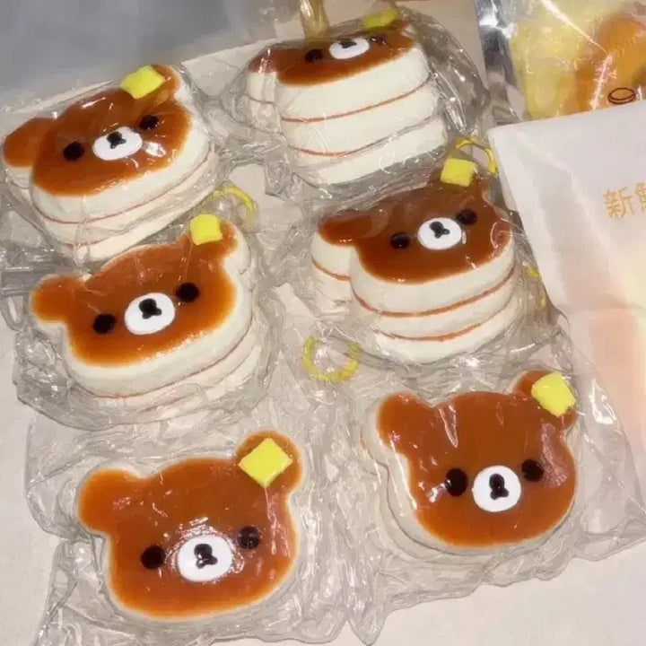 [BUNJANG] Rilakkuma 3-Tier Pancake Squishy Set / (5종세트) 3단 팬케익쿠마 리락쿠마 말랑이 신상 팬케이크 + 빵 스퀴시