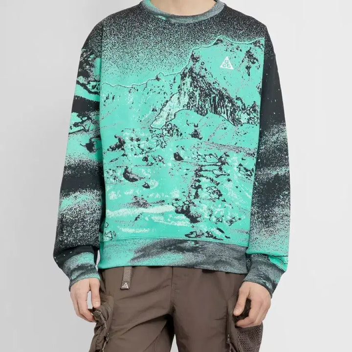 [BUNJANG] Nike ACG Printed Sweatshirt Green / 나이키 ACG 프린트 스웨트셔츠 그린