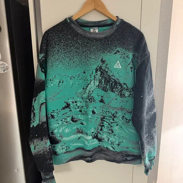 [BUNJANG] Nike ACG Printed Sweatshirt Green / 나이키 ACG 프린트 스웨트셔츠 그린