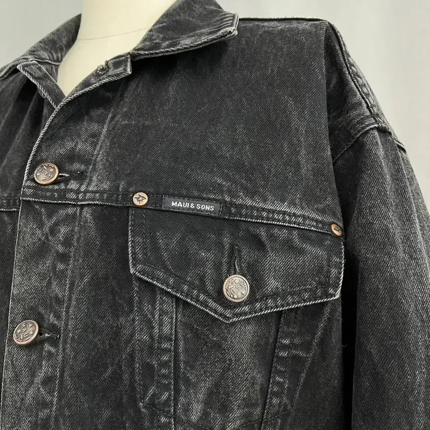 [BUNJANG] Maui and Sons Black Denim Trucker Jacket / 마우이앤선즈 블랙 데님 트러커 자켓/