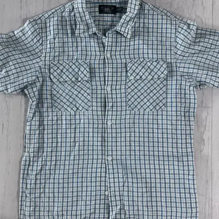 [BUNJANG] RRL 24SS Indigo Check Jersey Camp Shirt / RRL 24SS 인디고 체크 져지 캠프 셔츠 M