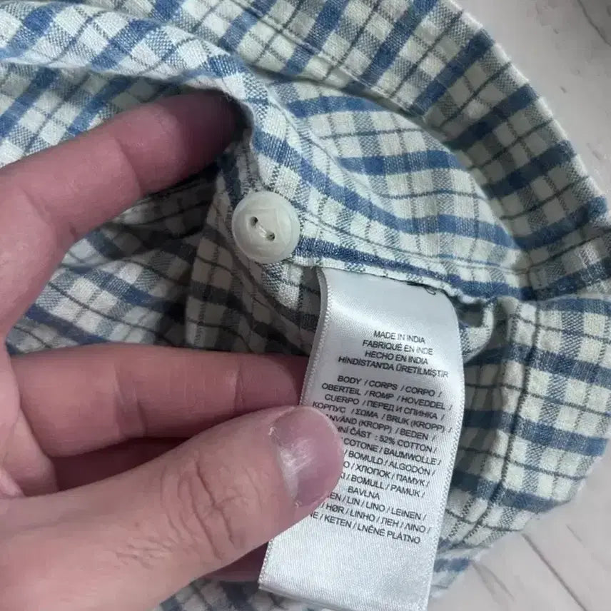 [BUNJANG] RRL 24SS Indigo Check Jersey Camp Shirt / RRL 24SS 인디고 체크 져지 캠프 셔츠 M
