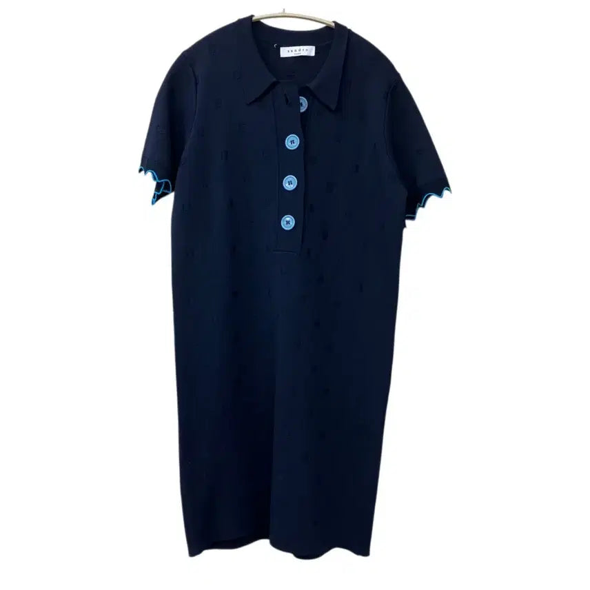 [BUNJANG] Sandro Navy Short-Sleeve Knit Dress / 산드로 네이비 반팔 니트 원피스