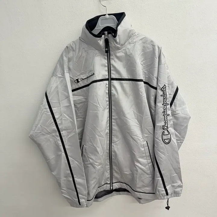 [BUNJANG] Japan Vintage Champion Silver Y2K Logo Track Jumper M / 재펜 빈티지 챔피온 실버 y2k 로고 트랙 점퍼 M