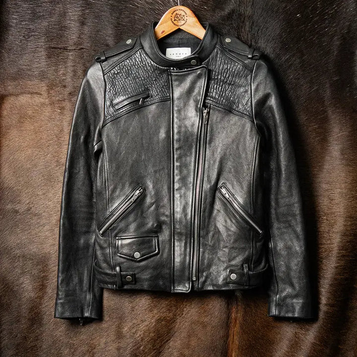 [BUNJANG] Sandro Black Lambskin Rider Jacket / [44] sandro 산드로 램스킨 라이더자켓 블랙