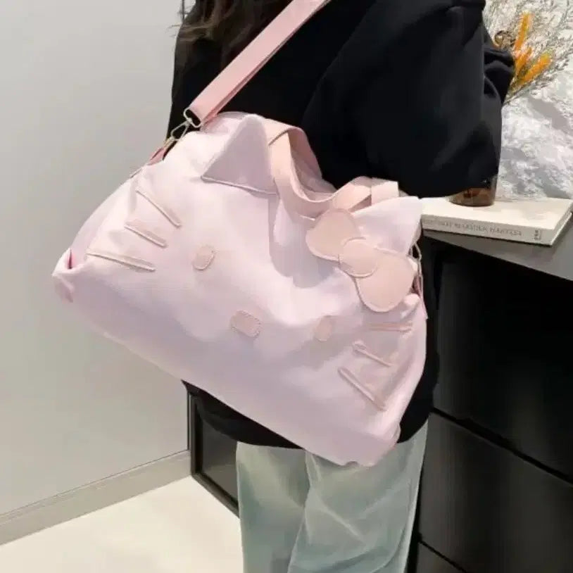 [BUNJANG] Hello Kitty Pink Boston Bag Shoulder Bag / 헬로키티 핑크 보스턴백 숄더백