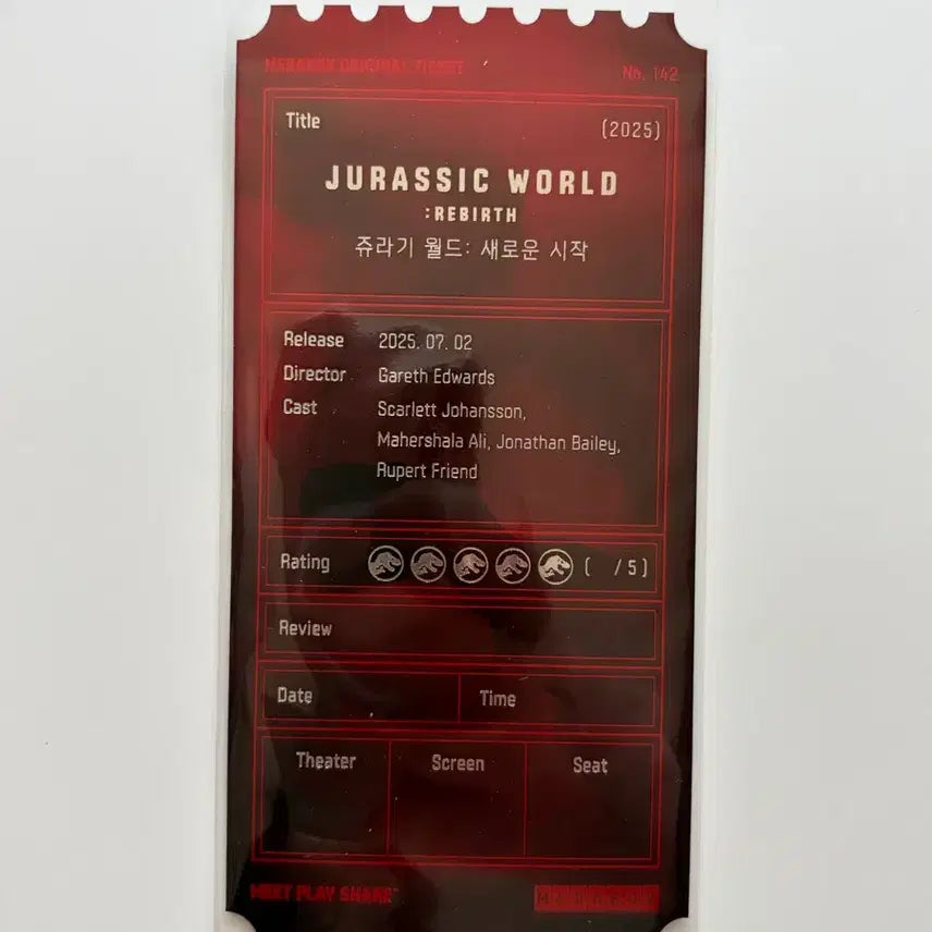 [BUNJANG] Jurassic World: Dominion Original Ticket / 쥬라기 월드: 새로운 시작 오리지널 티켓