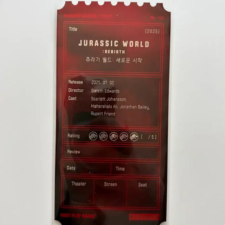 [BUNJANG] Jurassic World: Dominion Original Ticket / 쥬라기 월드: 새로운 시작 오리지널 티켓