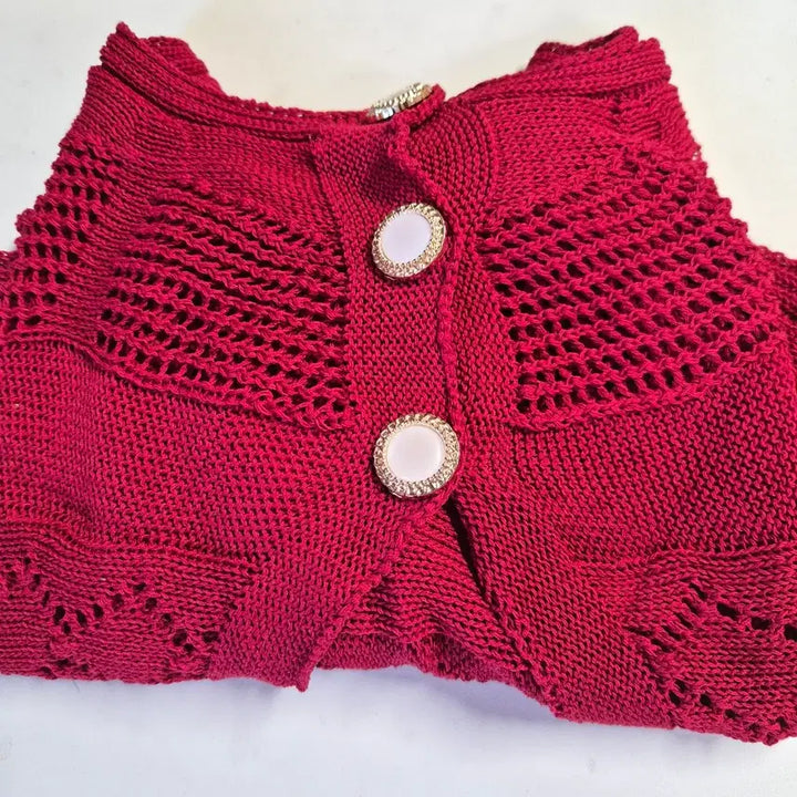 [BUNJANG] Red Knit Bolero Cardigan / 레드 니트 볼레로 가디건