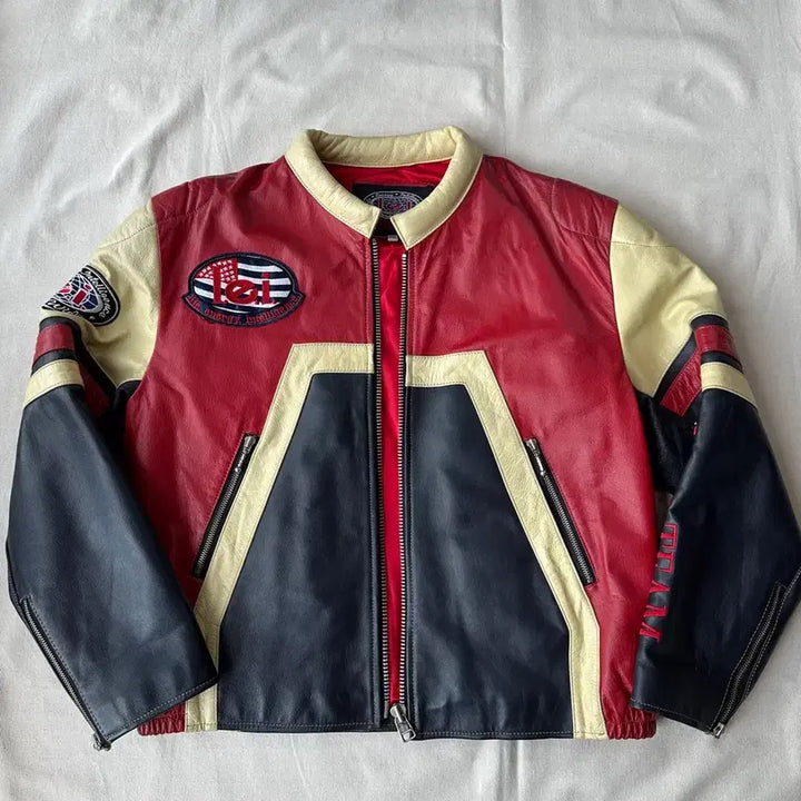[BUNJANG] Life Energy Intelligence Cowhide Racing Leather Jacket / L.E.I 소가죽 바이커 레이싱 레더 자켓 100