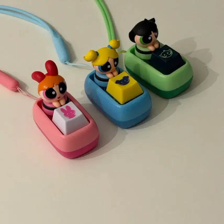 [BUNJANG] Powerpuff Girls Blossom Buttercup Bubbles Keychain Bundle Set / 파워퍼프걸 키캡 블로썸 버터컵 버블 3가지 일괄