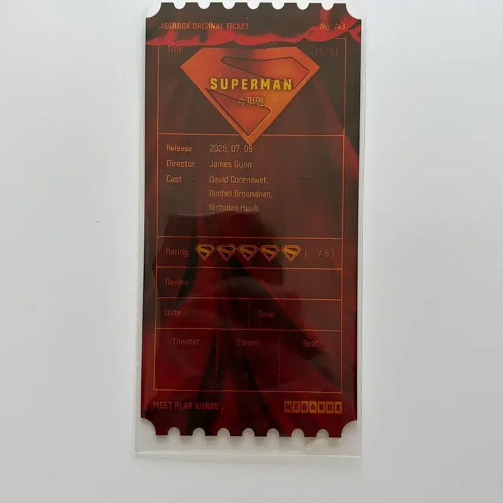 [BUNJANG] Superman Original Ticket / 슈퍼맨 오리지널 티켓