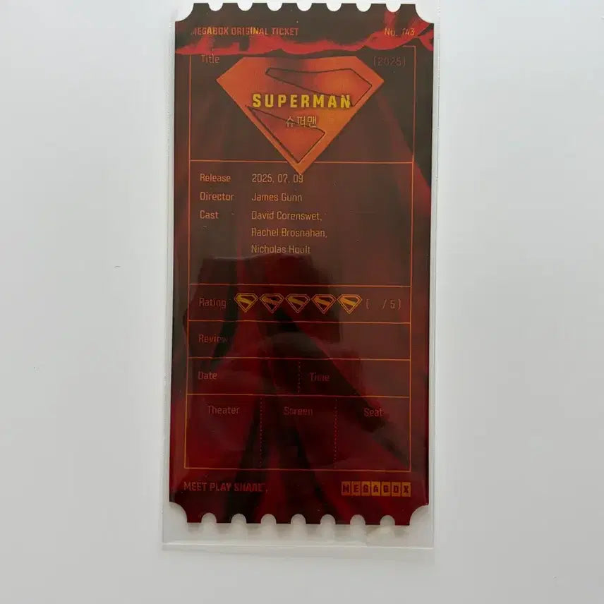 [BUNJANG] Superman Original Ticket / 슈퍼맨 오리지널 티켓