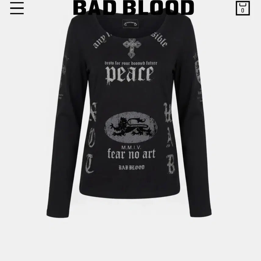 [BUNJANG] BADBLOOD PEACE NOT WAR Loose Fit T-Shirt Dusty Black / 배드블러드 PEACE NOT WAR 루즈핏 티 - 더스티블랙