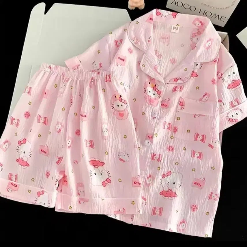 [BUNJANG] Sanrio Hello Kitty Pink Short Sleeve Pajama Set / 키티 핑크 반팔 파자마 세트