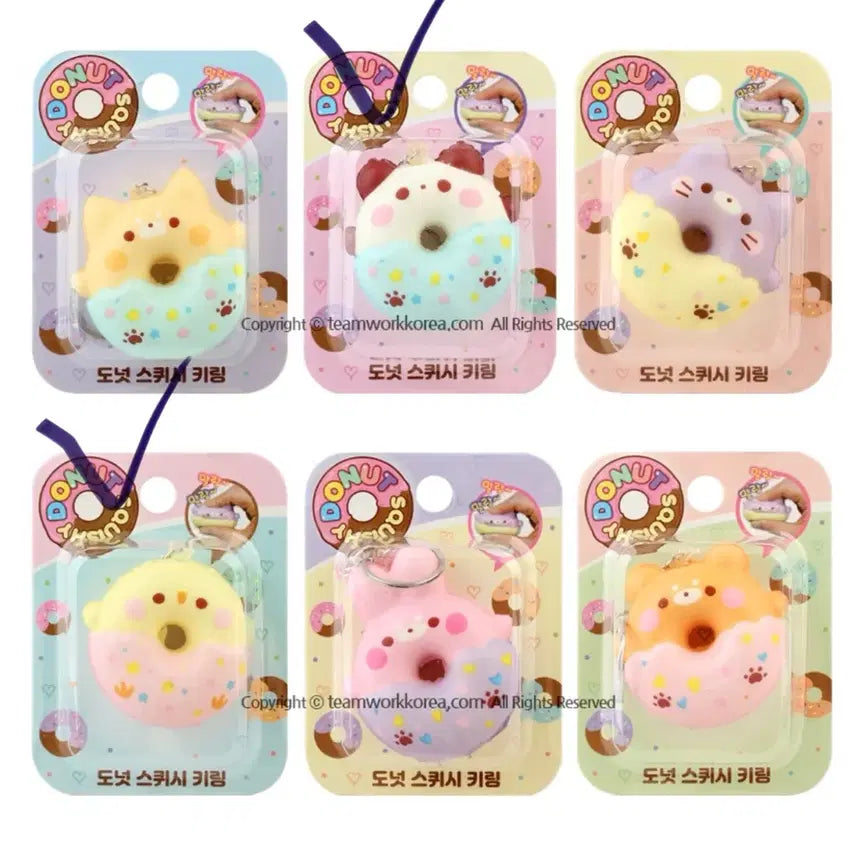 [BUNJANG] Donut Squishy Keychain Set / 덤증정) 도넛 스퀴시 키링 2종 일괄