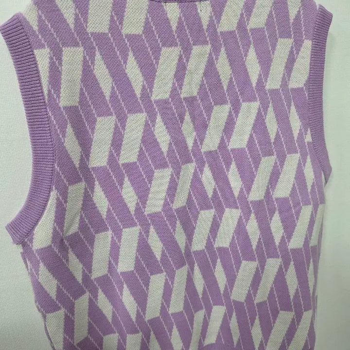 [BUNJANG] NERDY Argyle Pattern Knit Vest Purple / 널디 아가일 패턴 니트 조끼 퍼플