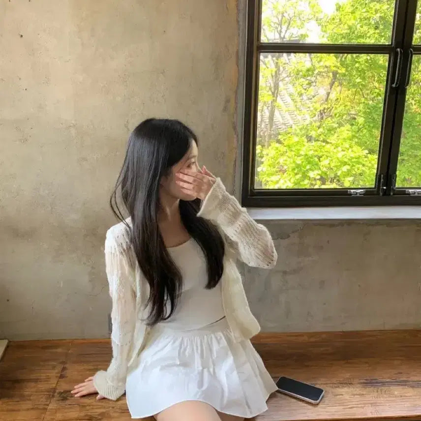 [BUNJANG] Alpaca Kid Mohair Blend Crochet Cardigan / 크로쉐 가디건