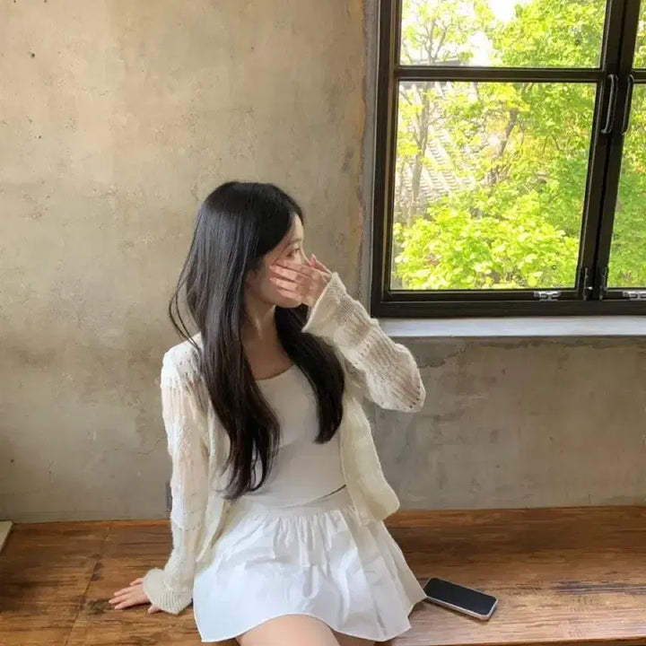 [BUNJANG] Alpaca Kid Mohair Blend Crochet Cardigan / 크로쉐 가디건