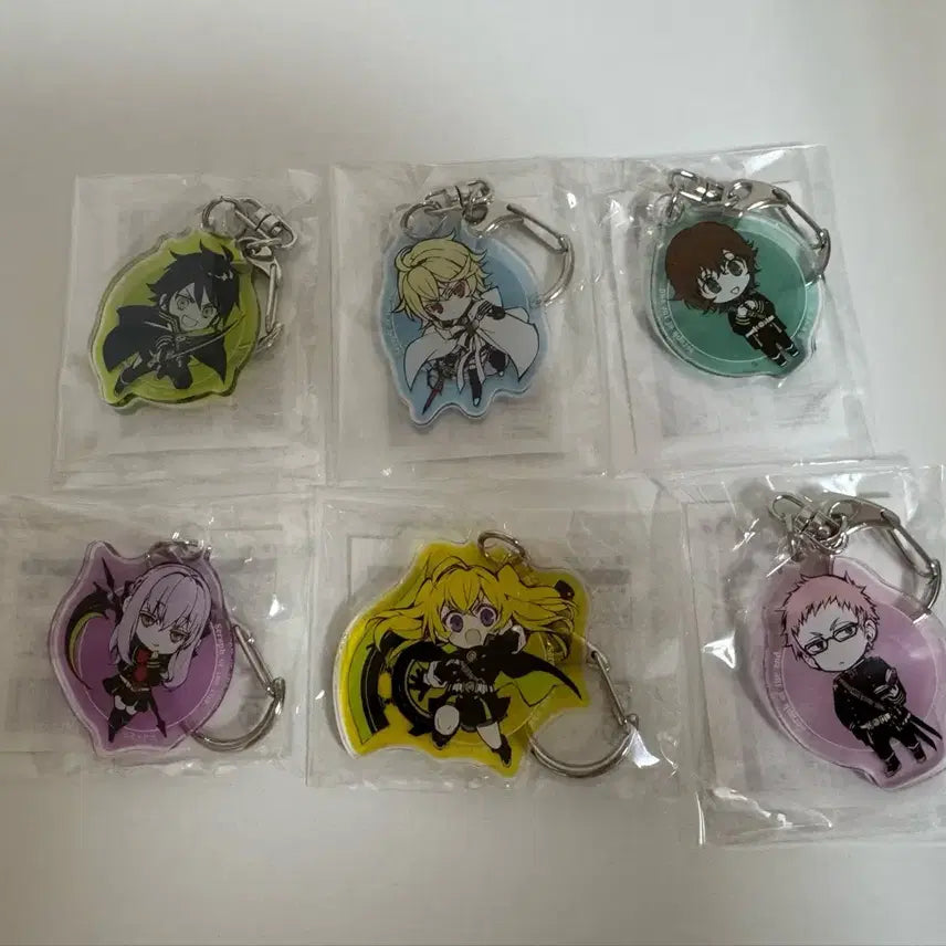 [BUNJANG] Owari no Seraph 6종 Keyring Set: Yuu, Mika, Yoichi, Mitsuba, Shinoa, Shiho / 종말의 세라프 키링 6종 유우 미카 요이치 미츠바 시노아 시호