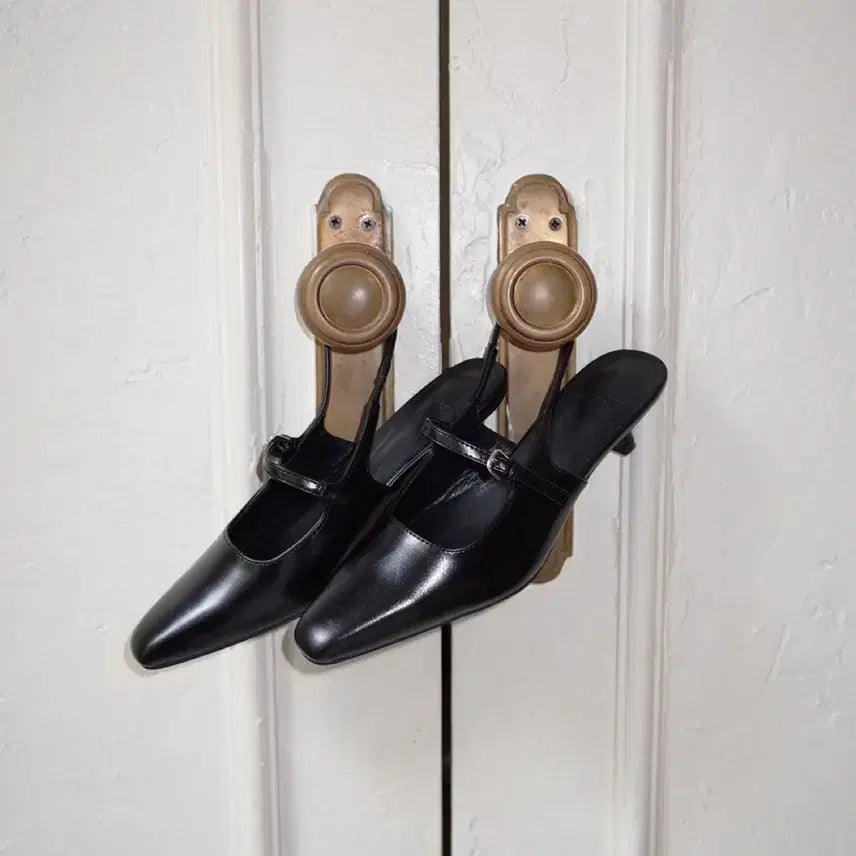 [BUNJANG] Nus Claire Slingback Heels Black / 누스 클레어 슬링백 힐 블랙 235