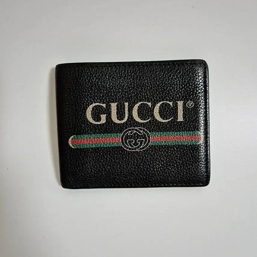 [BUNJANG] Gucci Logo Print Bi-fold Wallet Black Leather / [새상품급/S급]구찌 지갑 로고 프린트 가죽 블랙