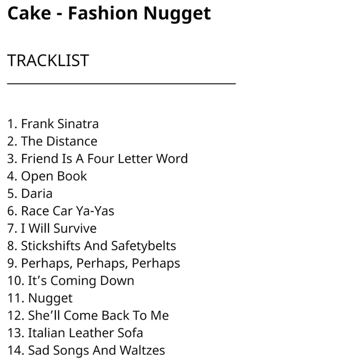 [BUNJANG] Cake Fashion Nugget (CD) Korean Press / Cake - Fashion Nugget (CD) 한국반 97 EX+