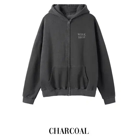 [BUNJANG] Hoai-Bo Pigment Box Hoodie Charcoal / 호아이보 피그먼트 박스 후드집업 차콜
