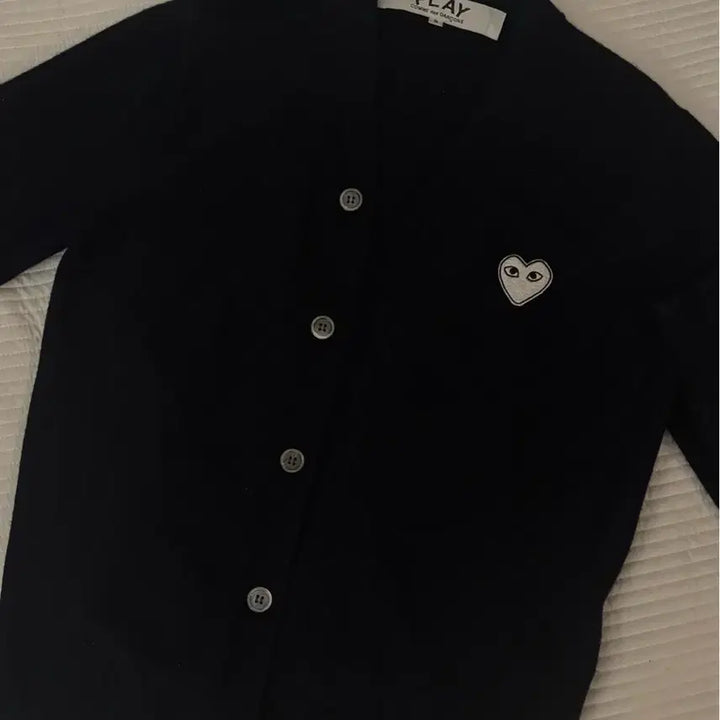 [BUNJANG] Comme des Garçons Navy Heart Patch Cardigan / 꼼데가르송 네이비 하트와펜 가디건