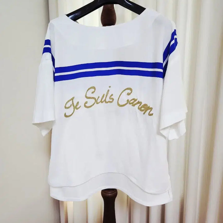 [BUNJANG] Lucky Chouette Sailor Collar Embroidered Blouse T-Shirt / 럭키슈에뜨 세일러 카라 자수 블라우스 티셔츠 (36)