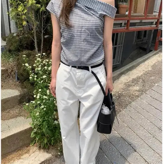 [BUNJANG] Frilly White Pants (Size S) / 프릴리 화이트 팬츠 S 새상품