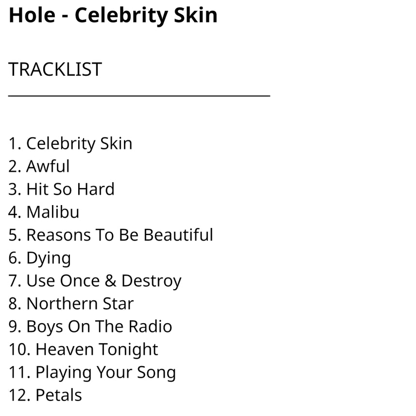 [BUNJANG] Hole Celebrity Skin (CD) Korean Edition / Hole - Celebrity Skin (CD) 한국반 98 민트급 중고