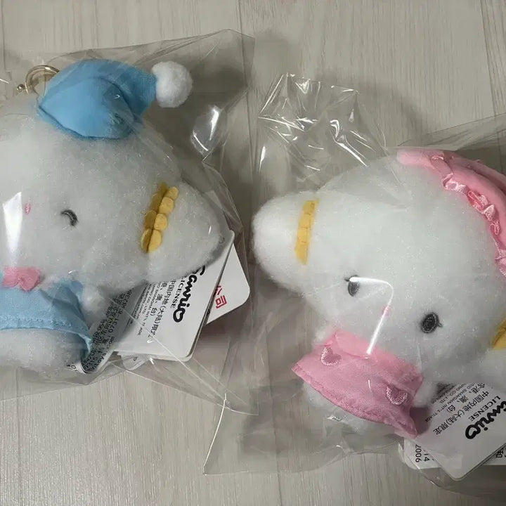 [BUNJANG] Sanrio Kogimyun Pajama Doll Bag Charm Keychain Set / (세트) 산리오 코기뮹 잠옷 파자마 블루 핑크 인형 가방걸이 키링
