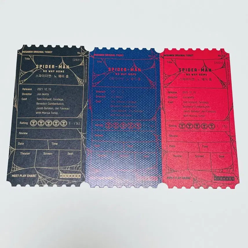 [BUNJANG] Megabox Original Ticket Set Spider-Man: No Way Home / 메가박스 오리지널티켓 오티 영화 스파이더맨 노웨이홈 3종