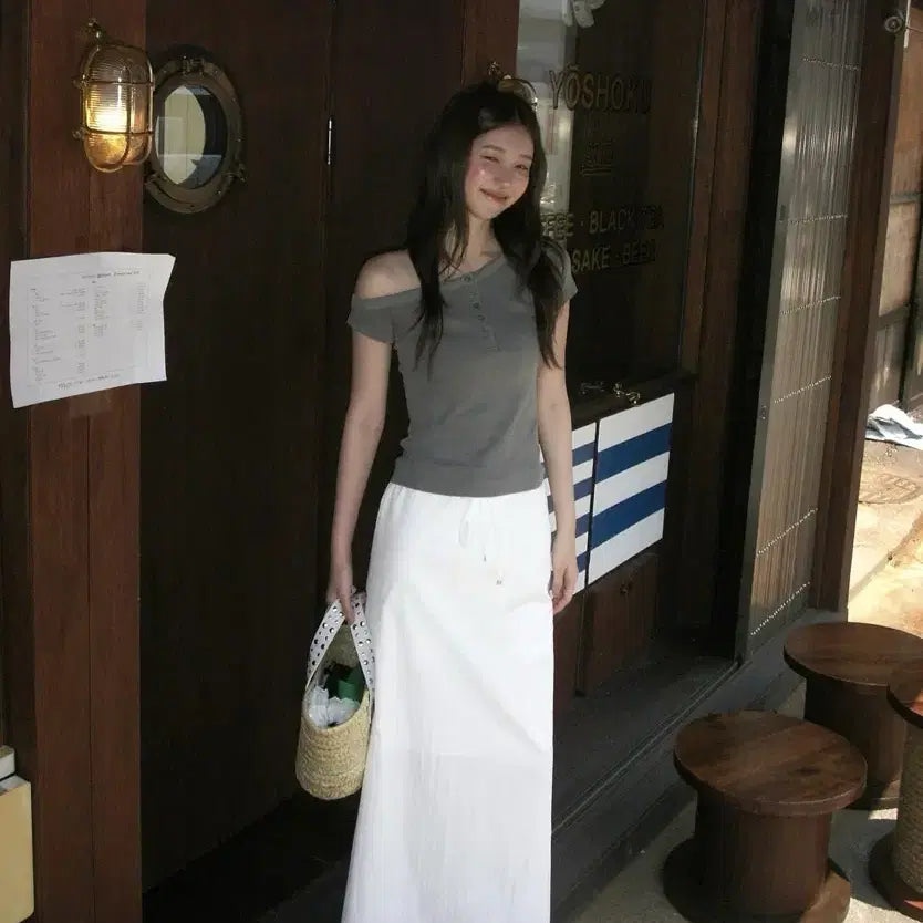 [BUNJANG] Frilly White Long Skirt / 프릴리 새상품 화이트 롱 스커트