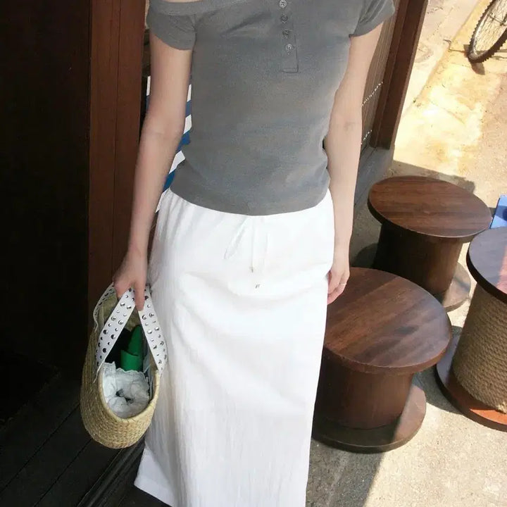 [BUNJANG] Frilly White Long Skirt / 프릴리 새상품 화이트 롱 스커트