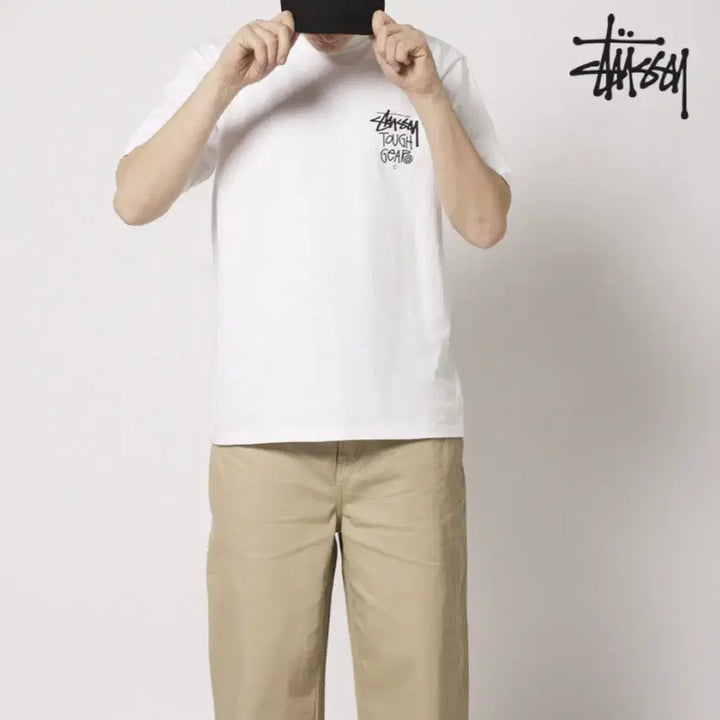 [BUNJANG] Stüssy Tough Gear Short Sleeve T-Shirt White/Black / 스투시 터프 기어 반팔 티셔츠 흰/검