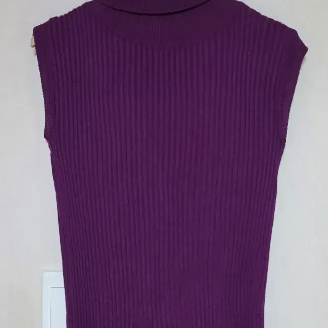 [BUNJANG] Purple Ribbed Turtleneck Sleeveless Knit / 퍼플 골지 목폴라 슬리브리스 니트
