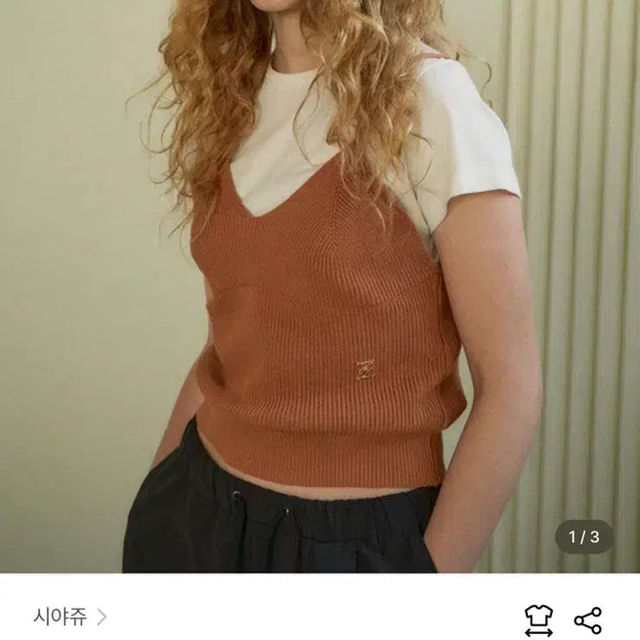 [BUNJANG] Siyaju Brown Cotton Bustier Knit / 시야쥬 브라운 코튼 니트 뷔스티에