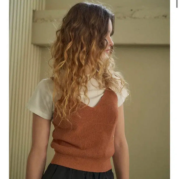 [BUNJANG] Siyaju Brown Cotton Bustier Knit / 시야쥬 브라운 코튼 니트 뷔스티에