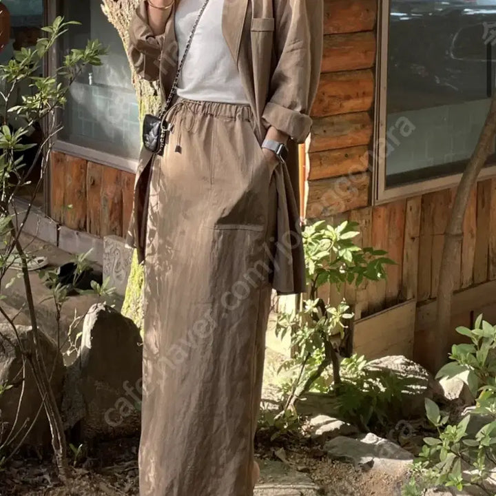 [BUNJANG] Fresh Label Loose Fit Spring/Summer Jacket Olive Khaki / 프레쉬라벨 느낌셋업 자켓 올리브카키 바스락봄여름랩루즈핏 오피스룩 출근룩