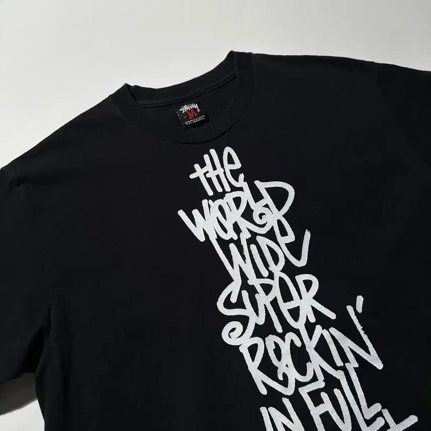 [BUNJANG] Stussy 90s Front Print T-Shirt Black / [M] 스투시 90s 프론트 프린트 반팔 티셔츠 블랙