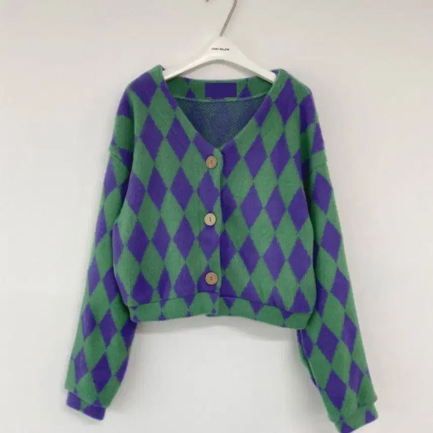 [BUNJANG] Argyle Check Knit Cardigan / 옷장정리!!! 아가일 체크 니트 가디건 3만원대
